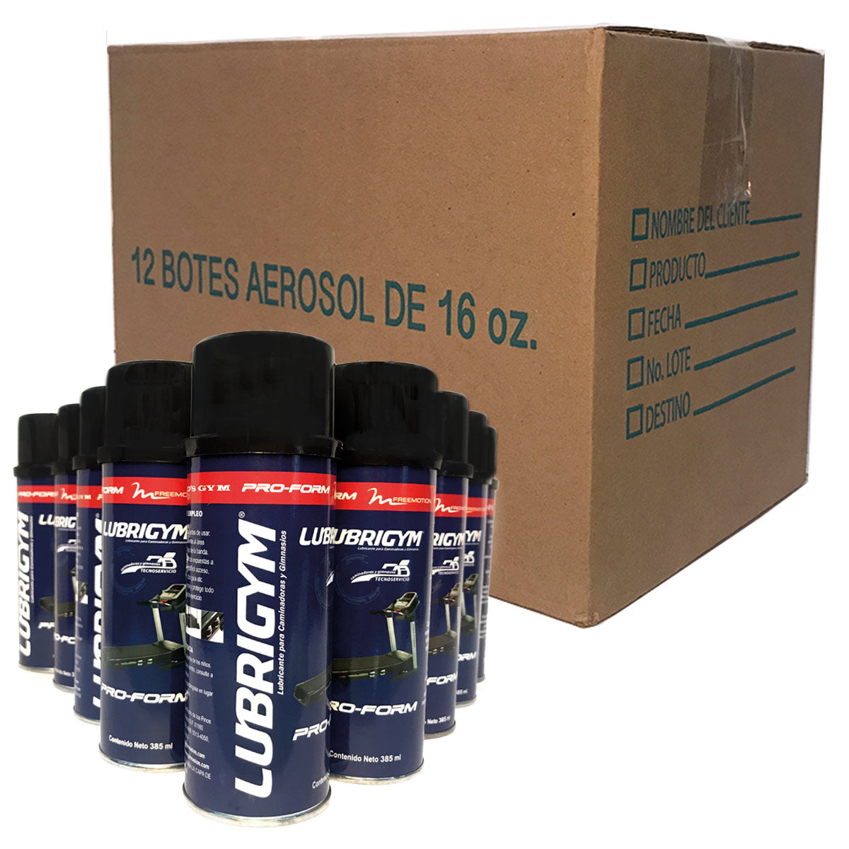 Caja de lubricantes para caminadora LUBRIGYM 12 pzs.